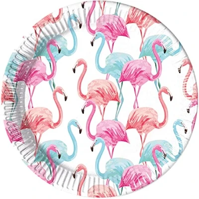 Afbeelding van Procos Feestborden Flamingo 23 Cm Karton Wit 8 Stuks