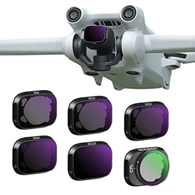 Afbeelding van NEEWER ND filterset compatibel met DJI Mini 3/Mini 3 Pro, 6 pack CPL ND8 ND16 ND32 ND64 ND128 Neutrale dichtheidsfilter drone lensaccessoire, multi gecoat HD optisch glas, aluminium frame