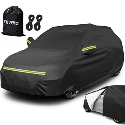 Afbeelding van Favoto Autoafdekking, Winter, Volledige Garage, Auto, Afdekzeil, Stofdicht, Waterdicht, Autohoes, Autohoes voor 430 cm 460 cm, SUV Zwart, 455 x 150 140 3 kg