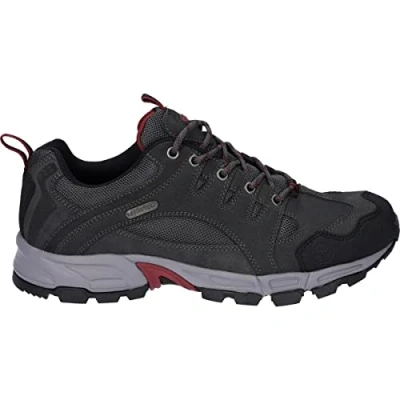 Afbeelding van Hi Tec Auckland Lite Lederen Heren Wandelschoenen In Grafietgrijs/Donkerrood