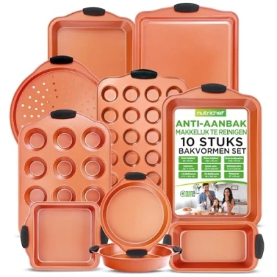 Afbeelding van NutriChef, Bakvormen set, 10 delige set Antiaanbak Koolstofstaal Bakset