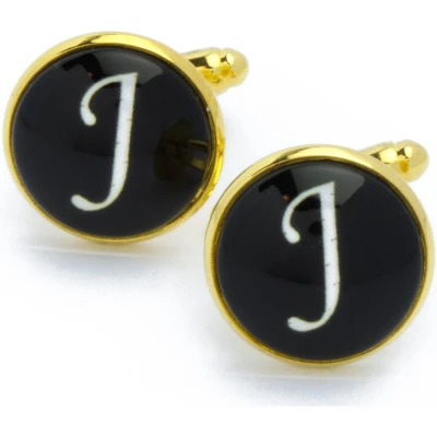 Afbeelding van Manchetknopen Letters Initialen Letter J Goud Zwart