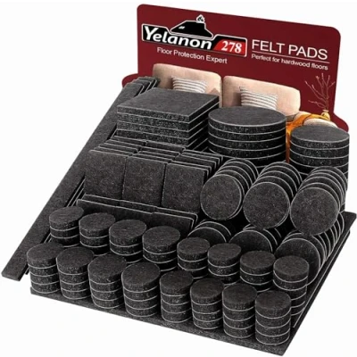 Afbeelding van Yelanon vilten meubelpads 278 stuks zelfklevend, stoelkussens, anti kras vloerbeschermers voor meubelpoten stoelpoten, meubelvilten pads hardhouten vloeren, zwart