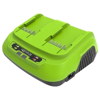 Afbeelding van Greenworks 40V 8A Dubbele Acculader Universele Lader voor Tuin en Elektrische Gereedschappen, Laadt 2Ah Accu op in 30 Minuten, Accu&#039;s, 3 Jaar Garantie G40X2UC8