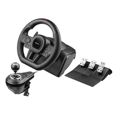 Afbeelding van Tracer gaming racestuur SimRacer Manual Gearbox 6 in 1 stuur, met pedalen en versnellingspook, compatibel PC/PS4/PS3/XONE/X360/SWITCH, stuurhoek van 270 graden, 8 analoge actieknoppen
