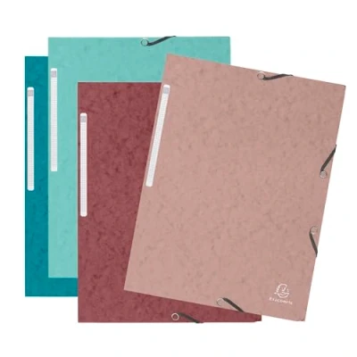 Afbeelding van Exacompta Ref. 55270E Verpakking met 4 stuks Skandi elastiekmappen 3 flappen in glanzend karton 400g/m2 afmetingen 24 x 32 cm voor A4 documenten diverse kleuren