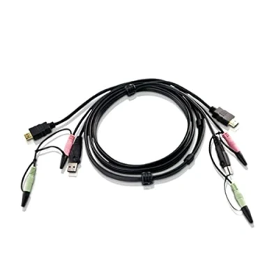 Afbeelding van KVM Kabel 1x USB / 2x 3.5 mm Male HDMI 2.0 m Grijs