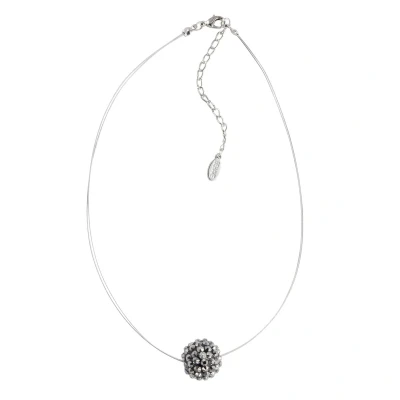 Afbeelding van Behave Ketting zilver kleur met bolvormige hanger steentjes