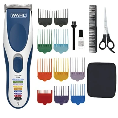 Afbeelding van Wahl Colour Pro Draadloze tondeuse, tondeuse voor mannen, hoofdscheerapparaat, kleurgecodeerde gidskammen, gezinshaar, gemakkelijk thuis knippen