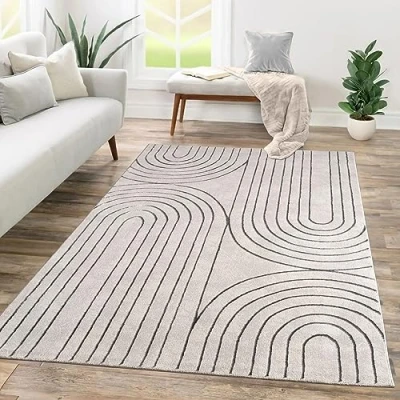 Afbeelding van Tapijt Laagpolig Woonkamer Abstract Patroon 3D Geometrisch, Kleur:Grijs, Maat:240x340 cm