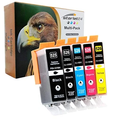 Afbeelding van 5 x cartridges compatibel met Canon PGI 525 CLI 526 voor Pixma iP 4800 4850 4900 4950 iX 6550 MG 5140 5150 5250 5350 6150 6150250 mm G 8150 8250