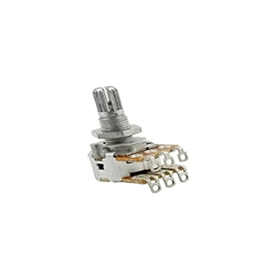 Afbeelding van Allparts Balance Poti 2x250 kOhm Riffelas, centerclick Potentiometer voor gitaar