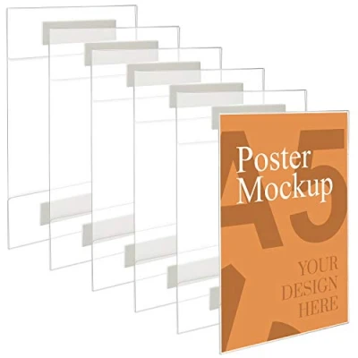 Afbeelding van Kurtzy 6Pak A5 Adhesieve Muur Poster Houders Universele Muurmontage Barst en Scheur Werend Helder Acryl Plakaat Displays met Tape Kantoor, Winkel &amp; Restaurant Boren Niet Nodig