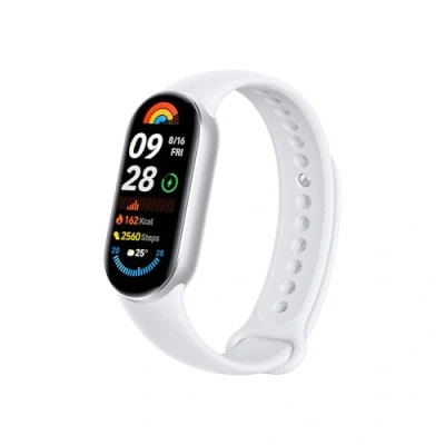 Afbeelding van Xiaomi Smart Band 9 Fitnesstracker, AMOLED display met 1200 nits, Sp02 tracking, slaap en hartslagmeting, meldingen, 5 ATM waterdicht, Mi Fit app, Glacier Silver, zilver, Eén maat, Minimalistisch