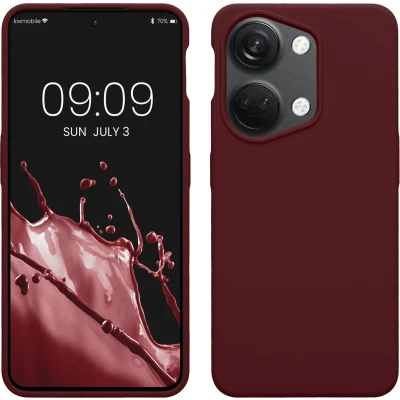 Afbeelding van kwmobile telefoonhoesje geschikt voor OnePlus Nord 3 5G Hoesje met siliconen coating Smartphone case in wijnrood