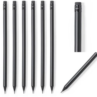 Afbeelding van noTrash2003 5 tot 100 stuks matzwarte potloden houten met gum Black Edition HB, voorgeslepen, 19 cm lengte voordeelverpakking duurzaam (modern, 25, stuks)