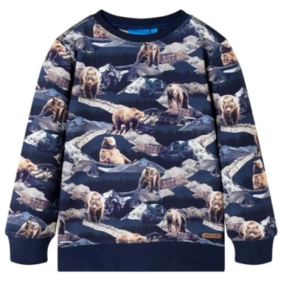 Afbeelding van Kindertrui berenprint 140 marineblauw