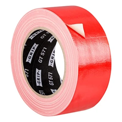 Afbeelding van GRIP Eventbasics weefseltape rood, 50 mm x 25 m, gekleurde Gaffa tape GT 571, zeer hoge kleefkracht, professionele voor markeren, knutselen, bevestigen, repareren en nog veel meer, binnen