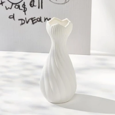 Afbeelding van vaas, keramische witte bloemenvaas, moderne decoratie, vazen, kleine vaas voor pampasgras, esthetische bloemen, decoratieve vazen tafeldecoratie, woonkamer, kantoor,