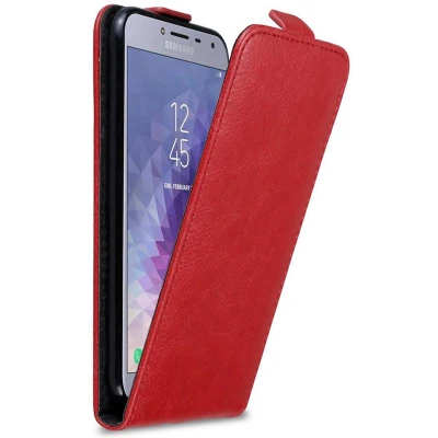Afbeelding van Cadorabo Hoesje geschikt voor Samsung Galaxy J4 2018 in APPEL ROOD Beschermhoes flip design Case Cover met magnetische sluiting