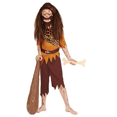 Afbeelding van Fun Shack Kinderkostuum uit de steentijd voor jongens, prehistorische holbewoner, grot, man, kinderkostuums groot