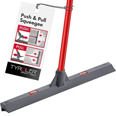 Afbeelding van Tyroler Push &amp; Pull Squeegee 44 cm siliconen kop 140 anti roest handvat 100% aluminium 4 delige handgreep vloerwisser perfect voor hardhout, marmer, tegels, garage,