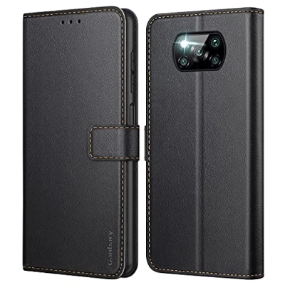 Afbeelding van Ganbary Hoesje voor Xiaomi Poco X3 Pro / NFC, Premium Lederen Flip Cover Portemonnee Telefoon Case Protector [Volledige Bescherming] [Kaartsleuven] [Kickstand], zwart