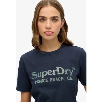 Afbeelding van Superdry Venue Tshirt print, Dames, Maat: 34, Eclipse navy