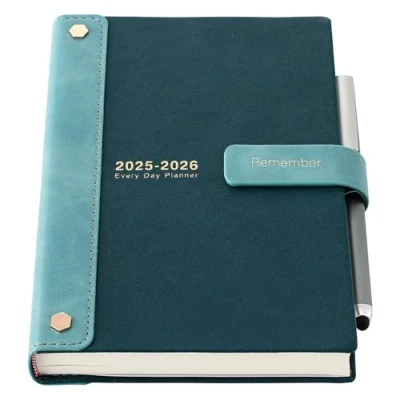 Afbeelding van Mljtoyo Academisch dagboek 2025 2026, A5 pagina per dag 2026 dagboek, hardcover organizer halverwege het jaar juli juni dagelijkse en maandplanner met pen, stickers, binnenzak