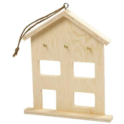 Afbeelding van Sleutelkast Huis Hout 20 X 17 Cm Blank Per Stuk