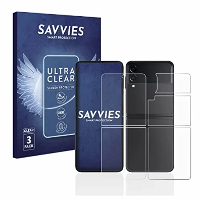 Afbeelding van Savvies Screenprotector voor Samsung Galaxy Z Flip 3 5G (Voor+Achter) Folie Beschermfolie transparant (6 Stuks)