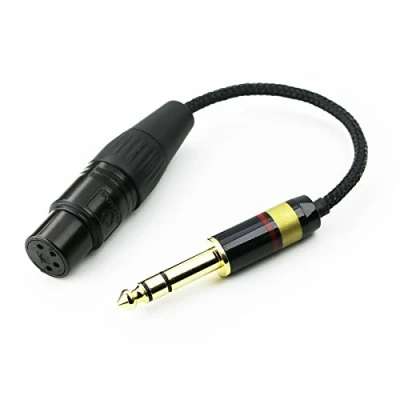 Afbeelding van Ablet HIFI 6.35mm 1/4&quot; Mannelijke naar 4 pins XLR Vrouwelijke Gebalanceerde Hoofdtelefoon TRS Verzilverde Audio Adapter voor Hoofdtelefoonkabel