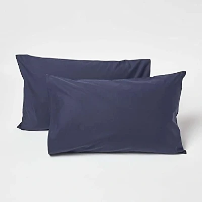 Afbeelding van Homescapes Set van 2 Kussenslopen 40 x 60 cm Katoenpercal, donkerblauw