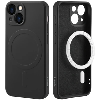 Afbeelding van Apple iPhone 13 Mini MagSafe Hoesje Siliconen en TPU (zacht) iMoshion Softcase/Backcover Zwart Telefoonhoesje