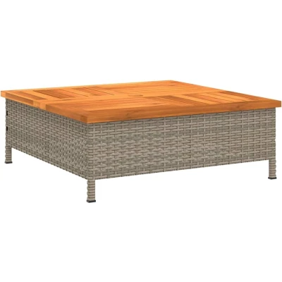 Afbeelding van Parasolvoetbedekking 70x70x25 cm poly rattan acaciahout grijs