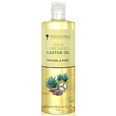 Afbeelding van PraNaturals koudgeperste ricinusolie 500 ml 100% Natuurlijk veganistisch puur, Voor haargroei en wimpers, Zachtere huid gezicht. Rijk aan OMEGA 6 9