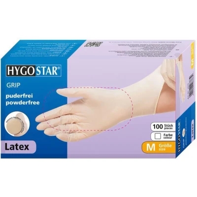 Afbeelding van Hygostar latex poedervrije wegwerp handschoenen wit maat M 100 stuks