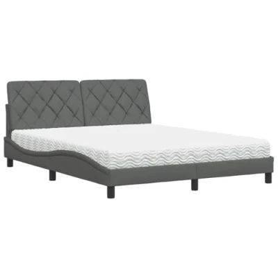 Afbeelding van vidaXL Bed met matras stof donkergrijs 160x200 cm