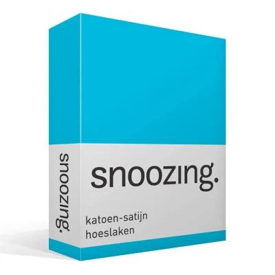Afbeelding van Snoozing Katoen satijn Hoeslaken Lits jumeaux 160x200 cm Turquoise