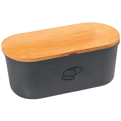 Afbeelding van Kesper 85093, Brooddoos Met Snijplank, Melamine Doos, Beukenhouten Doos 33,5 x 18 Hoogte 14 cm, Plank 34 cm