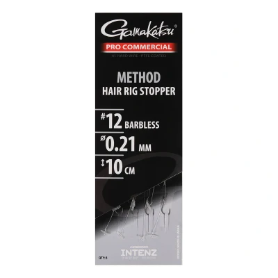 Afbeelding van Gamakatsu Pro Commercial Method Hair Rig Stop Barbless 10cm Onderlijnen Size 12 0.21mm