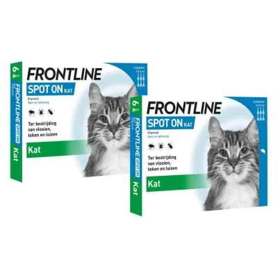 Afbeelding van 2x Frontline Spot On Anti Vlooien en Teken Druppels Kat vanaf 1 kg 6 pipetten