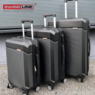 Afbeelding van Swiss Line Switzerland Kofferset 3 Delig Complete Reiskoffer set Black/Zwart