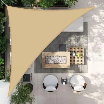 Afbeelding van HENG FENG Schaduw Zeil Driehoek Zonnezeil 4x4x5.65m Waterdicht Zonnescherm PES Polyester with 95% UV Blok for Buiten Patio Tuin Zand