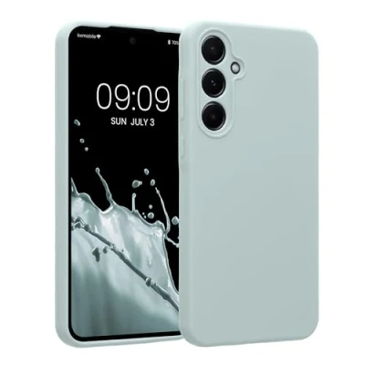 Afbeelding van kwmobile telefoonhoesje compatibel met Samsung Galaxy A55 5G hoesje Back cover siliconen coating Smartphone case in cool mint