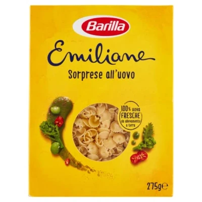 Afbeelding van 10 x Barilla pasta all&#039; Uovo Le Emiliane Sorprese, eierpasta, met ei 275 g + Italiaanse gourmet polpa 400