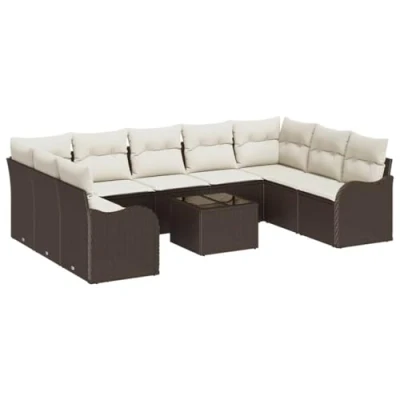 Afbeelding van vidaXL 9 delige Tuinsalon Set met Kussens Grijs Poly Rattan