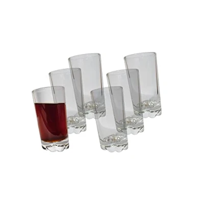 Afbeelding van Provance 6 x Pisa borrelglazen, shotglas, stamper, schuine glazen, 50 ml, tequila, borrelkorrel, grappa, wodka, likeurglas, party, korte golfbodem, vaatwasmachinebestendig