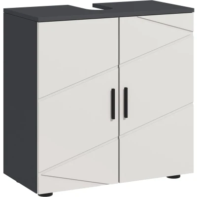 Afbeelding van kleankin Waschbeckenunterschrank Unterschrank mit Verstellbarer Ablage, Waschtischunterschrank Griff, Badunterschrank Kippschutz, Grau, 60 x 30 cm