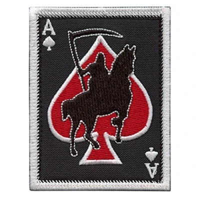 Afbeelding van Ace of Spades Grim Reaper Death Card Morale Tactical Skull Skeleton Borduur Klittenband Patch